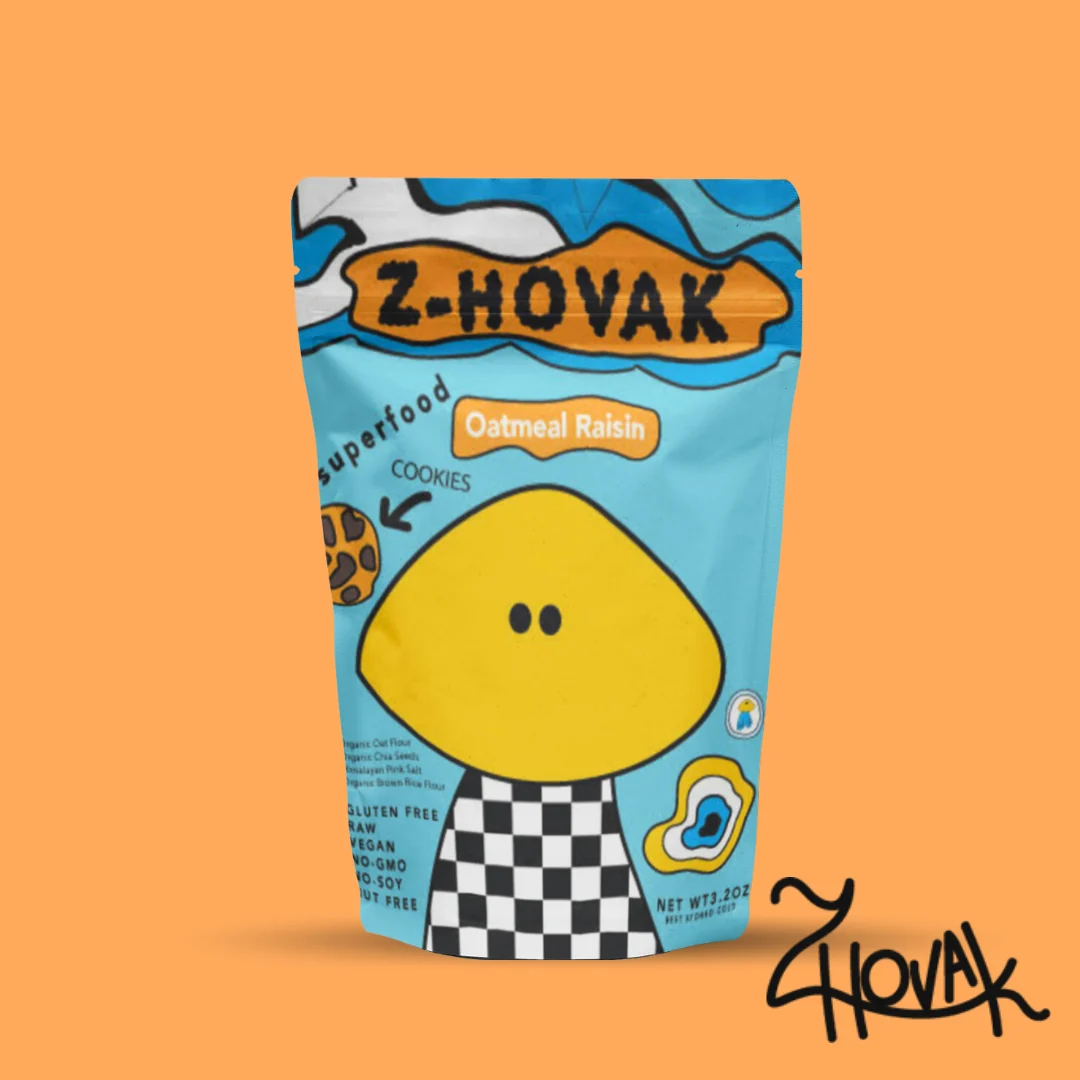 Z Hovak Oatmeal Raisin cookies front of pouch